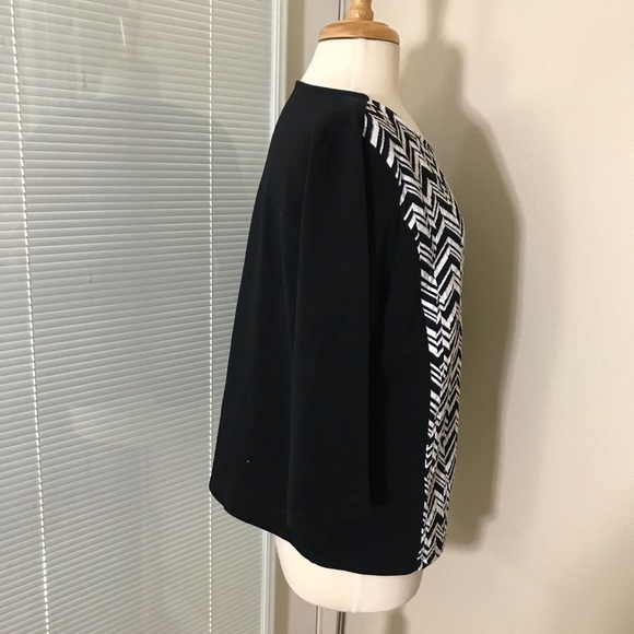 Loft Ann Taylor Top chevron black/white Sz XL - Picture 2 of 5